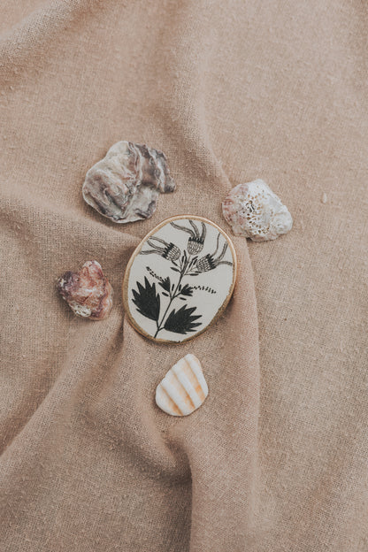 drawn flowers brooch